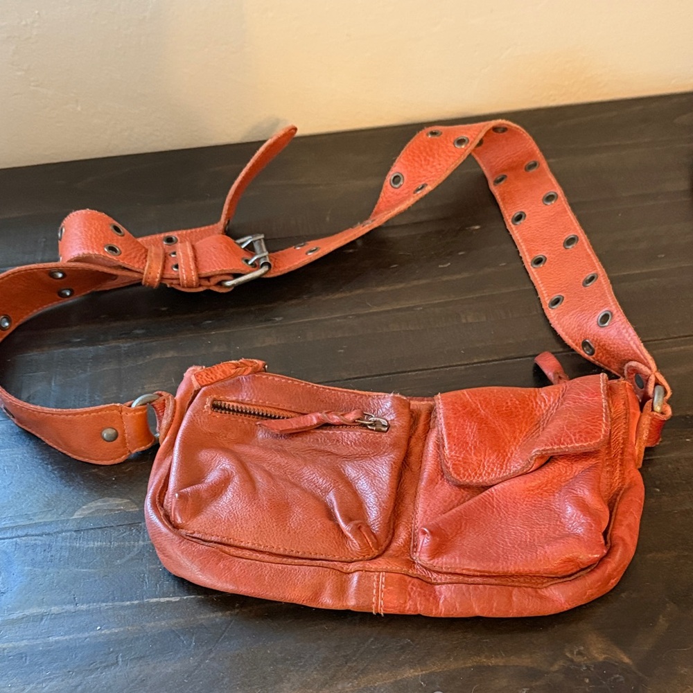 Free People Rust Leather Crossbody Bag